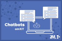 man sieht ein Bild mit einem Computer mit Textblasen, neben dem Chatbot steht
